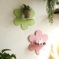Wooden Flower-Shaped Wall Crystal Storage Shelf, Simple Homestay Hanging Decor