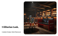 Iron Frame Construction utilitarian Pub Table and Chairs Retro Design utilitarian Dining Set Upholstered Booth Commercial Furniture Easy to Clean for Bar Owners, Cafe, Lounge, Patio