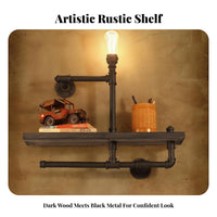Rustic Look utilitarian Pipe Shelf Retro Aesthetic utilitarian Pipe Shelving Unit Creative Display shelving unit Multifunctional for Plant Lovers, Homeowners, Apartment Dwellers, Living Room, Bedroom, Office, Small Spaces