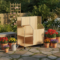 Garden Tool Organizer Space Saving Rolling Garden Tool Rack Multi Tier and Rake Holder for Gardeners, Garage