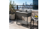 Utility Sink with Bottom Shelf Single Basin Utility Sink with Faucet Heavy Duty Easy to Clean for Homeowners, Patio, Backyard