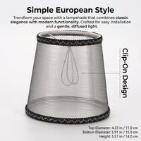 Lampshade for Ceiling Lights with European Textile Design and Decorative Trim, Small Shade for Table and Floor Lamps