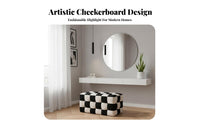 Nordic Design Checkerboard Cube Pouf Multi-Purpose Ottoman Sturdy Footstool Lightweight for Interior Design Enthusiasts, Young Adults, Gift Givers, Living Room, Entryway, Bedroom, Lounge