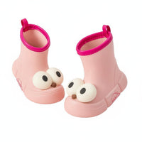 Non-Slip Sole Big Eye Waterproof Boots Easy to Clean Cartoon Eye Rain Boots Pull-on Loop Children's Footwear for Toddlers, Boys