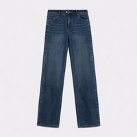 Jeans for Women with Medium Stretch Blend, Baggy Fit for Casual Everyday Wear, Distressed Finish Denim Trousers