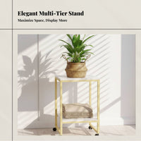 Contemporary Multi-Tier Stand, Iron Flower Rack with Casters, Indoor Display