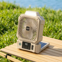 Tabletop Fan with Sun-Powered Panel Foldable Portable Fan with Sun-Powered Panel Rechargeable for Campers, Journeyers, Desk, Tents, Patio