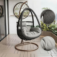 Egg Chair with Stand Rattan-Style Hanging Basket Chair Indoor Furniture for Adults, Balcony, Living Room, Backyard