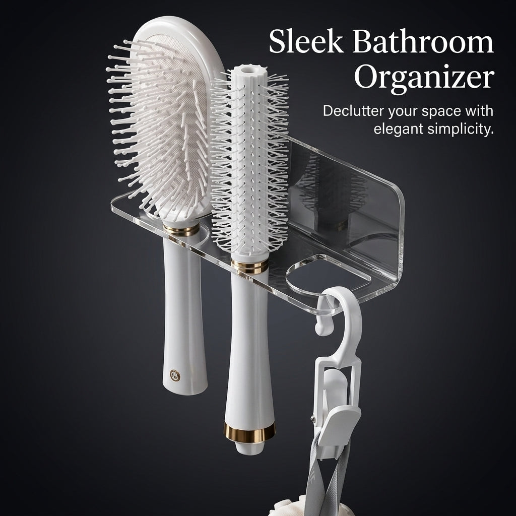 Wall Mounted Comb Holder, Single Tier Acrylic Organizer, Bathroom Toilet Storage, Space Saving Rack for Students