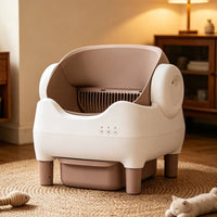 Self Cleaning Automatic Cat Litter Box High-Sided Electric Litter Box Handsunobstructed Pet Toilet Freestanding for Cats, Laundry Room, Balcony, Bedroom