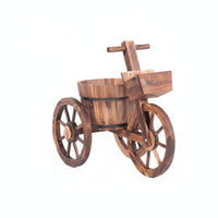 Multi-Tier Design Wooden Flower Cart Carbonized Finish Plant Stand Rustic design Garden Decor Resistant for Home Decorators, Event Planners, Patio, Balcony, Front Porch, Entryway