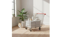 Heavy Duty Galvanized Supermarket Trolley 4 Wheels Warehouse Trolley Rust Resistant Storage for Retailers