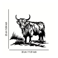 Scottish Cattle Silhouette Metal Art Farmhouse Shaggy Cow Wall Decoration Lightweight