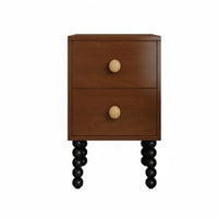 Space-Saving Narrow Nightstand Slim Design Narrow 2-Drawer Cabinet Retro Design Bedroom Furniture Easy Assembly for Small Apartment Dwellers, Students, Homeowners, Hallway, Living Room