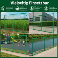 Frame Fence Field 180x300cm, Welded Double Bar Mat Fence, Dark-Coated Grid Fence Panel, Stable Wire Fence for Industry & Park