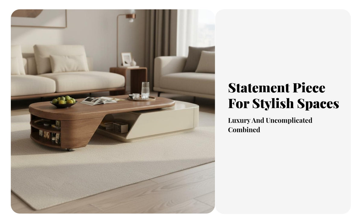 two-levellevel Wooden Coffee Table Minimalist design Living Room Furniture Vintage Aesthetic for Homeowners, Apartment Dwellers, Lounge Area, Bedroom, Office