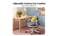 Lumbar Support kids' Rolling Desk Chair Lockable Casters Adjustable Split-Back Task Chair 360-Degree Swivel Ergonomic Seat Integrated Footrest for Students, Teenagers, Parents, Writing, Home Study, Homework, Reading