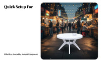 Commercial Food Stall Table Dining Set Easy to Clean White Table and Chairs for Homeowners, Families, Beach, Garden, Backyard