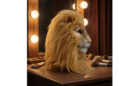 Realistic Lion Mask Theatrical Lion Headpiece Textured Full Head Mask Deluxe for Cosplayers, Halloween