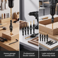 6 Pieces Titanium-Plated Countersink Drill Bit Set Tapered Wood Countersink Drill Bit Industrial-Grade Tool Wear Resistant for Woodworkers, Woodworking