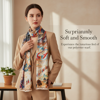 Vintage Style Double-Sided Floral Print Scarf Shawl with Hand-Rolled Edges