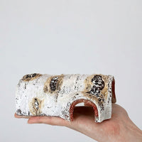 Tree Trunk Reptile Hide Cave, 13*20cm Reptile Hideout for Turtles, Resin Aquarium Cave for Stress Relief