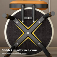 Modern Design Padded Stool with Oval Backrest Sturdy Construction Upholstered Vanity Seat Multi-Purpose Household Furniture Comfortable Cushion for Adults, Homeowners, Teens, Living Room, Bedroom, Makeup Corner, Walk-in Closet
