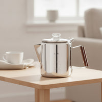 Coffee Pot with Wood-Look Handle Portable Stainless Steel Coffee Pot No Electricity for Camping