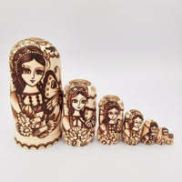 Russian Nesting Doll Hand-Painted Nesting Doll with Floral Matryoshka for Shelf