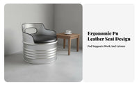 Industrial Design Oil Drum Table and Chair Combo Upcycled Design 3-Piece Patio Group Automotive Theme Commercial Furniture Retro Aesthetic for Motorcycle Enthusiasts, Restaurateurs, Restaurant, Garage, Backyard, Balcony