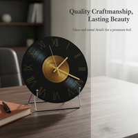 Retro Vinyl Record Desktop Clock Ornament for Home and Office Decor