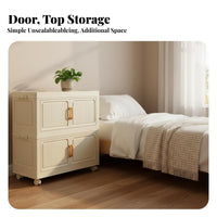 Foldable Stackable Bins Foldable Design Foldable Wheeled Chest Easy Assembly Storage Cabinet for Renters, Residents, Dorm Room, Closet, Playroom