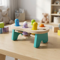 Interactive Wooden Pounding Toy Educational Wooden Toy with Mallet Hands-on Whack-Apeg Game Sturdy for Classroom