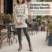 Fleece Lined Tights for Women with Ribbed Texture Design, Thermal Leggings for Winter Wear and Cold Weather