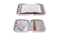 Reinforced Handle Book Bag with Stand Two-Way Zipper Portable Book Case Large Capacity Waterproof for Students, School, Travel, Office, Library