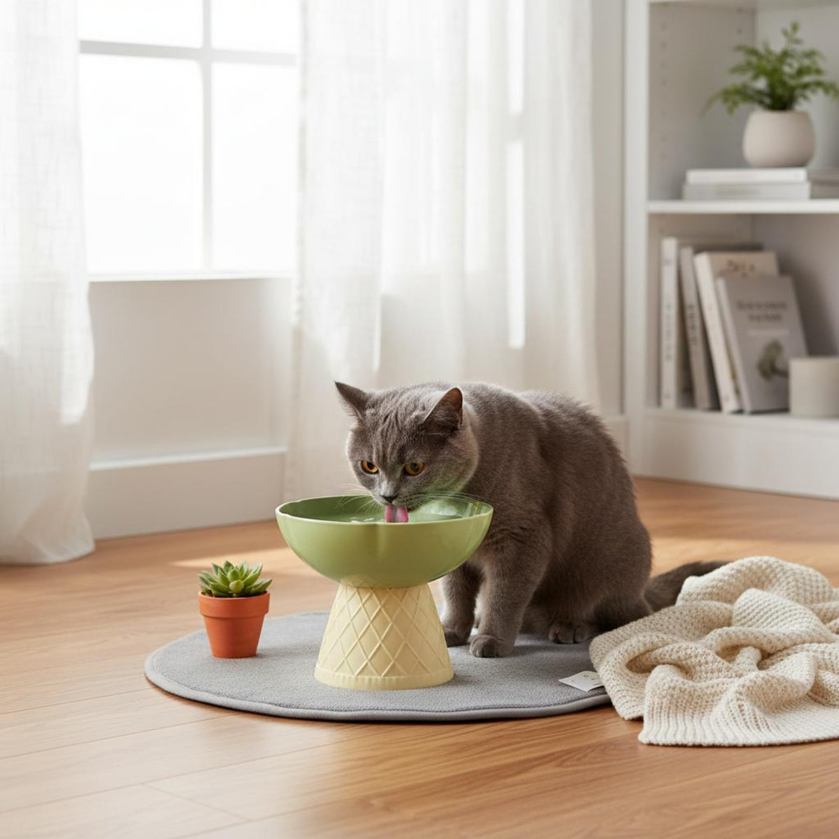 Ice Cream Cone Pet Bowl Easy to Clean Detachable Pet Bowl Whisker Friendly Raised Cat Food Dish
