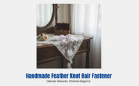 Handmade Feather Hairpin, Bowknot, Long Ribbon, Traditional Chinese Dress Vintage, Romantic Vintage Design