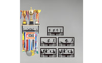 Sturdy Metal Construction Race Bib and Medal Display Hanger Multi-Functional Race Bib Medal Holder Motivational Design Wall Mounted Awards Rack Easy Installation for Runners