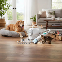 Multifunctional 7-in-1 Pet Grooming Kit Suction Function Electric Pet Clipper Vacuum Low Noise Dog Grooming Vacuum Kit Large Capacity Dust Cup for Dogs, Cats, Pets