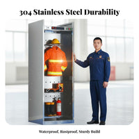 Operational Suit Storage Rack Stainless Steel Electric Uniform Dehumidifying Rack Double-Sided Design Fire Station Locker for Firefighters
