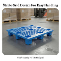 Grid Top Pallet Water-Resistant 9-Leg Pallet Heavy-Duty Warehouse Storage Skid for Logistics Personnel, Factory