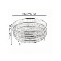 Three-Tier Air Fryer Rack Even Ventilation Cookware Accessory Silver Finish