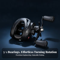 Star Drag Black Baitcasting Reel T-Shaped Line Outlet Saltwater Baitcaster Foam Grip Deep Spool Reel Compact
