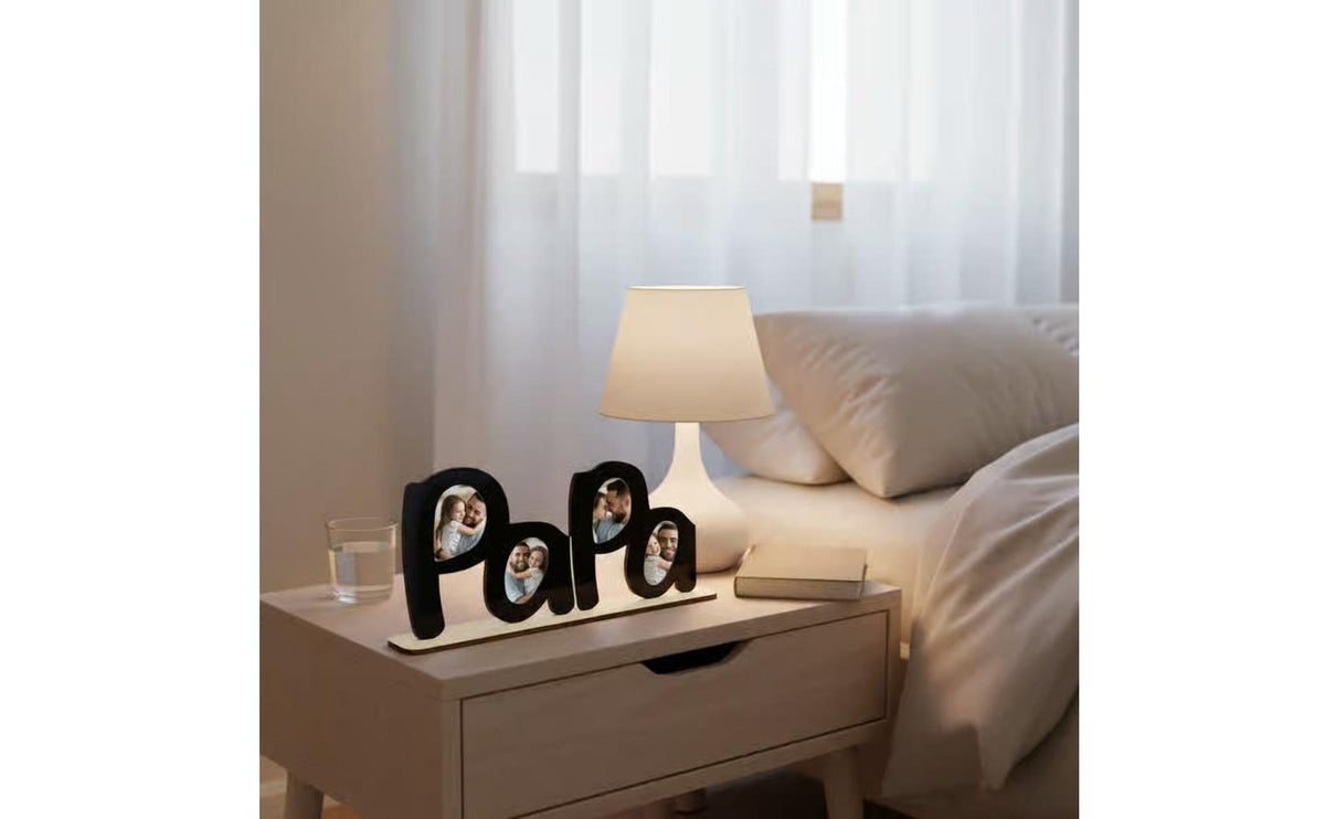 Wooden Papa Photo Frame Gift Idea Father's Day Photo Frame 3D Letter Design House Ornament for Fathers