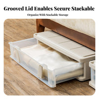 With casters Wheeled Under-Bed Bin Large Capacity Wheeled Underbed Container Space-Saving Organizer Box Lowsilhouette Design for Students, Homeowners, Bedroom, Dorm Room, Closet, Basement