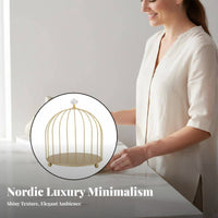 Gold Birdcage Makeup Rack Elegant Design Birdcage Cosmetic Rack Space-Saving Bird Cage Cosmetic Organizer for Women, Bedroom, Dresser, Washroom