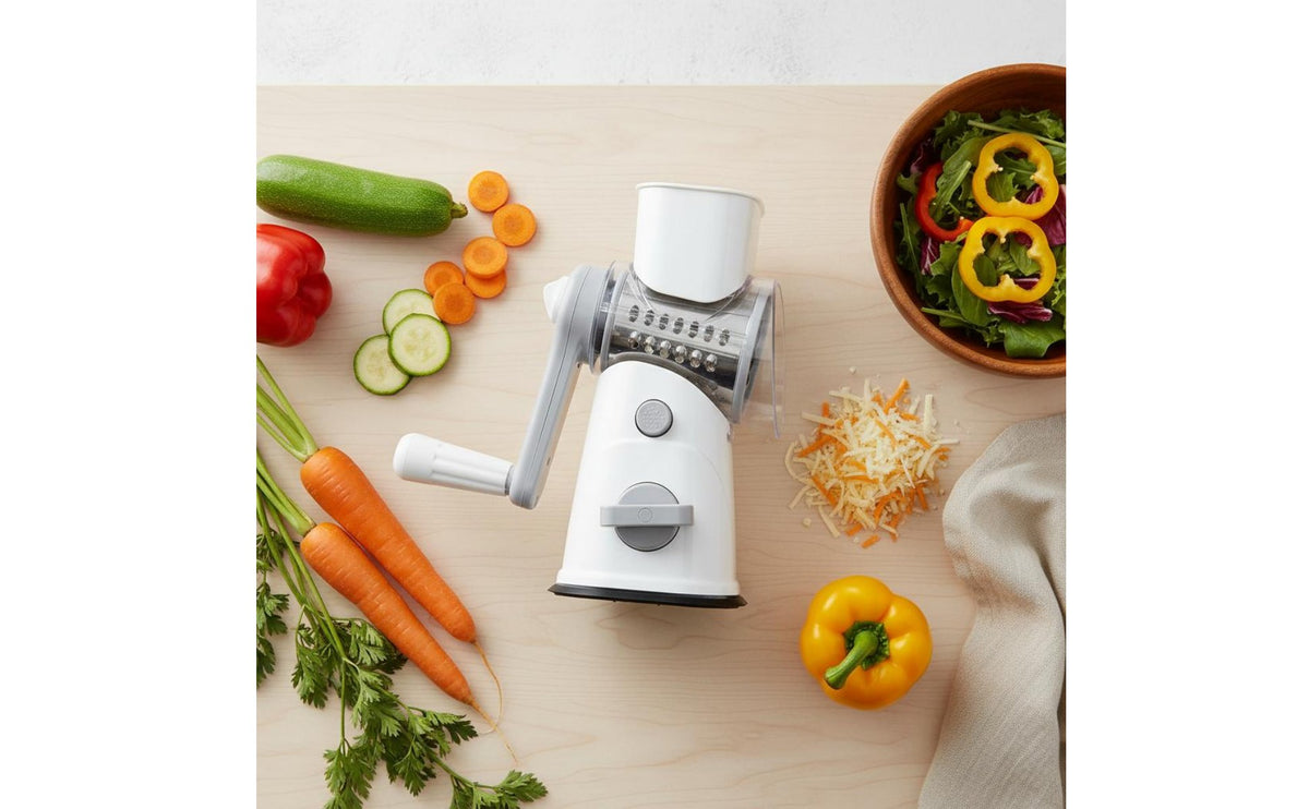 Interchangeable 3 in 1 Drum Cutter Stainless Steel Drums Rotary Cheese Grater Time Saving Hand Crank Vegetable Chopper Liberated for Meal Prep