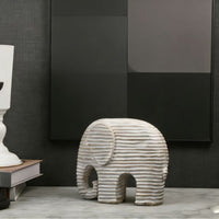 Elephant Figurine Ribbed Elephant Statue Modern Decor for Living Room