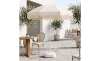 Freestanding Umbrella with Fringed Canopy Outdoor Patio Umbrella Vintage-Inspired Fringe Sunshade Tassel for Garden, Backyard, Market Stall