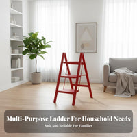 Foldable Design Folding Step Ladder Space Saving Triangular Frame Ladder Wide Pedals Multi-Step Climbing Stool Sturdy Construction for Homeowners, Seniors, DIY Enthusiasts, Indoor, Kitchen, Garage, Library